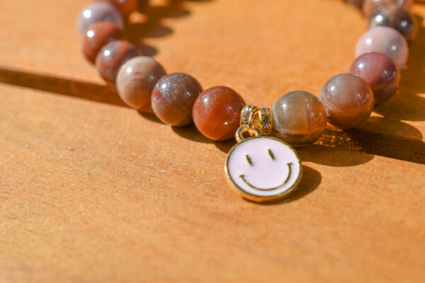 Colourful Australian Zebra Natural Stone Agate Bracelet with Charm - Image 4