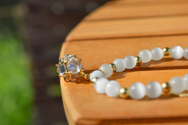 Opal Stone Beaded Bracelet with Zircon Charms - Image 4