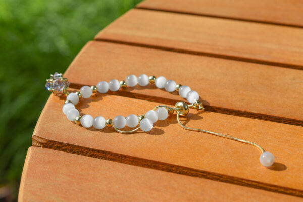 Opal Stone Beaded Bracelet with Zircon Charms - Image 5