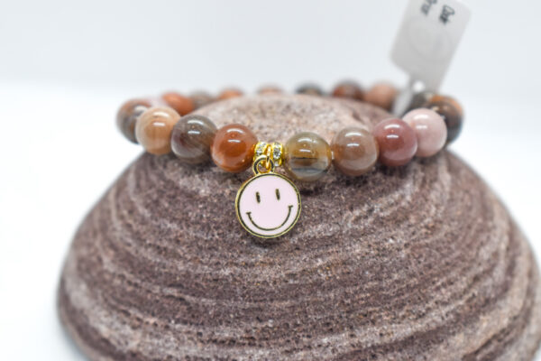 Colourful Australian Zebra Natural Stone Agate Bracelet with Charm - Image 3
