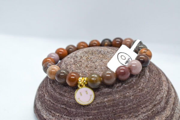 Colourful Australian Zebra Natural Stone Agate Bracelet with Charm - Image 5