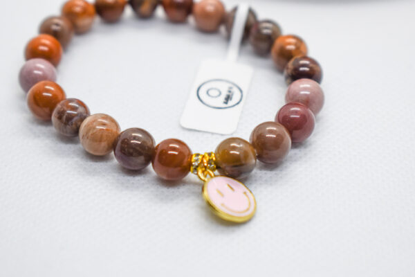 Colourful Australian Zebra Natural Stone Agate Bracelet with Charm - Image 2