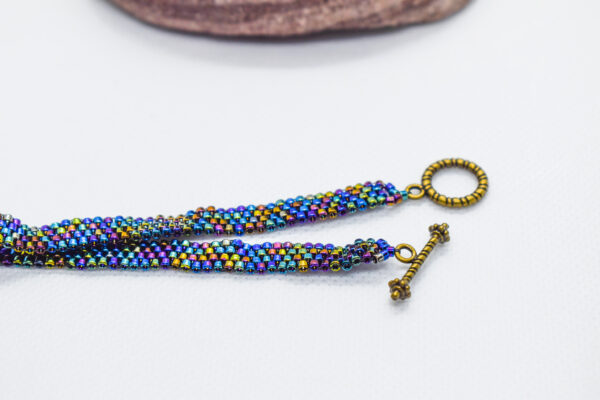 Hand Crafted Flat Metallic Beaded Wear with Bronze Toggle - Image 3