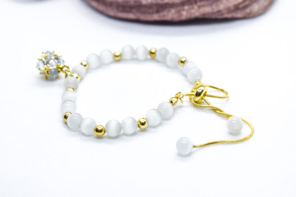 Opal Stone Beaded Bracelet with Zircon Charms - Image 2