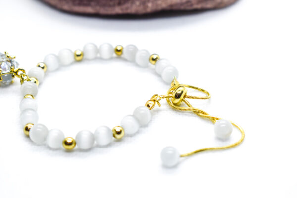 Opal Stone Beaded Bracelet with Zircon Charms - Image 3