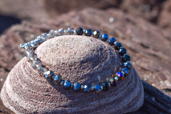 Crystal Bead Two-Tone Silver Toggle Bracelet - Image 3