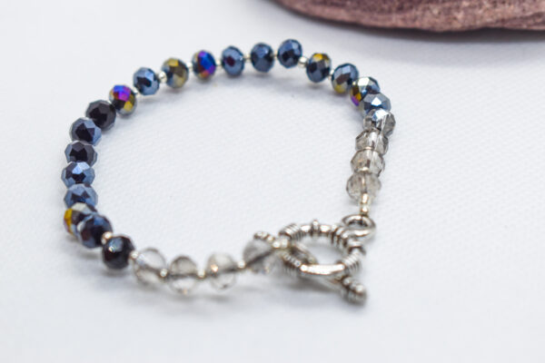 Crystal Bead Two-Tone Silver Toggle Bracelet - Image 5