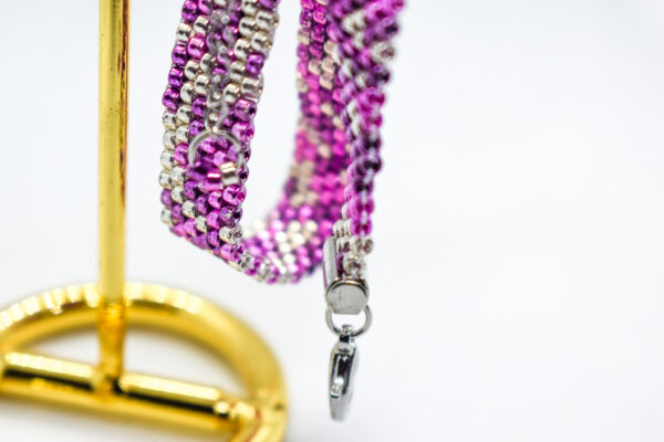 Velvet Rose-Silver Beaded Cuff Bracelet Adjustable - Image 3