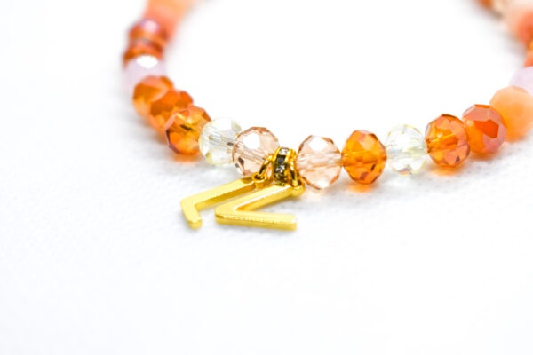 Boho Style Amber Sparkly Designer Letter Charm Bracelet - Image 6