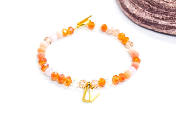 Boho Style Amber Sparkly Designer Letter Charm Bracelet
