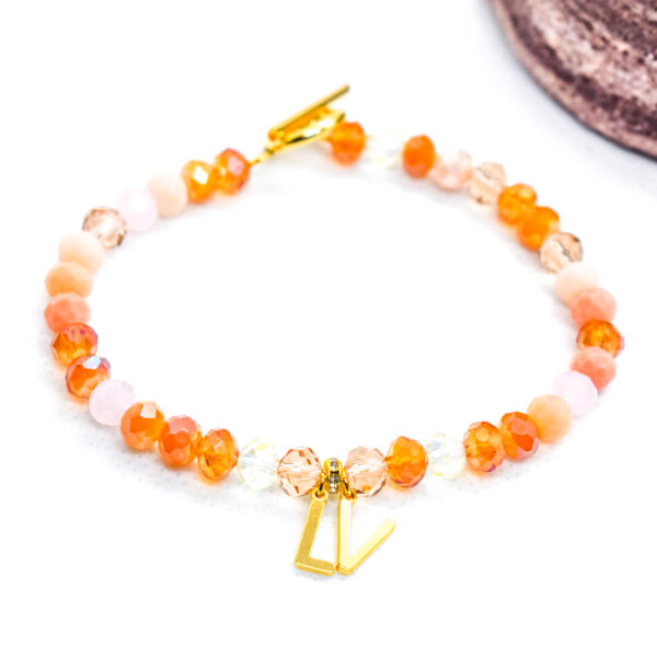 Boho Style Amber Sparkly Designer Letter Charm Bracelet