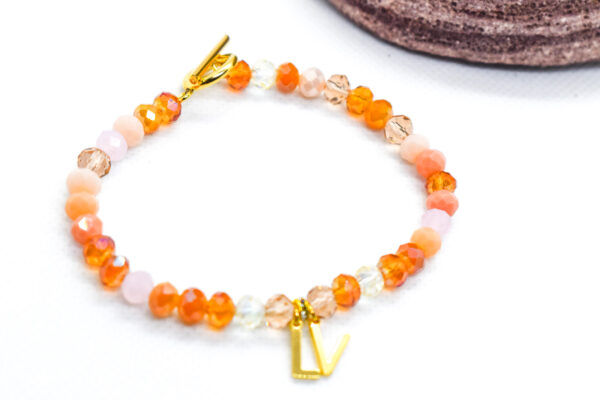 Boho Style Amber Sparkly Designer Letter Charm Bracelet - Image 5