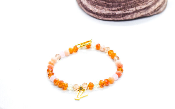 Boho Style Amber Sparkly Designer Letter Charm Bracelet - Image 4