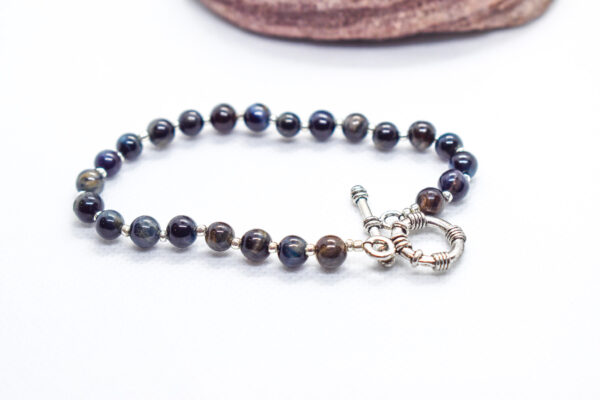 Cosmic Natural Blue Black Obsidian Crystal Stone Bead Bracelet