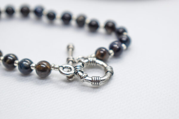 Cosmic Natural Blue Black Obsidian Crystal Stone Bead Bracelet - Image 5