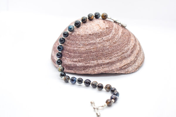 Cosmic Natural Blue Black Obsidian Crystal Stone Bead Bracelet - Image 2