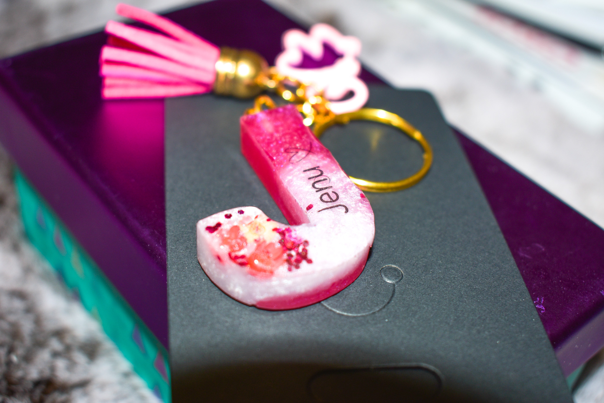 Resin Letter Key Chain with Charms - Pick Yours Now! - Image 14