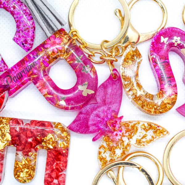 Resin Letter Key Chain with Charms - Pick Yours Now!