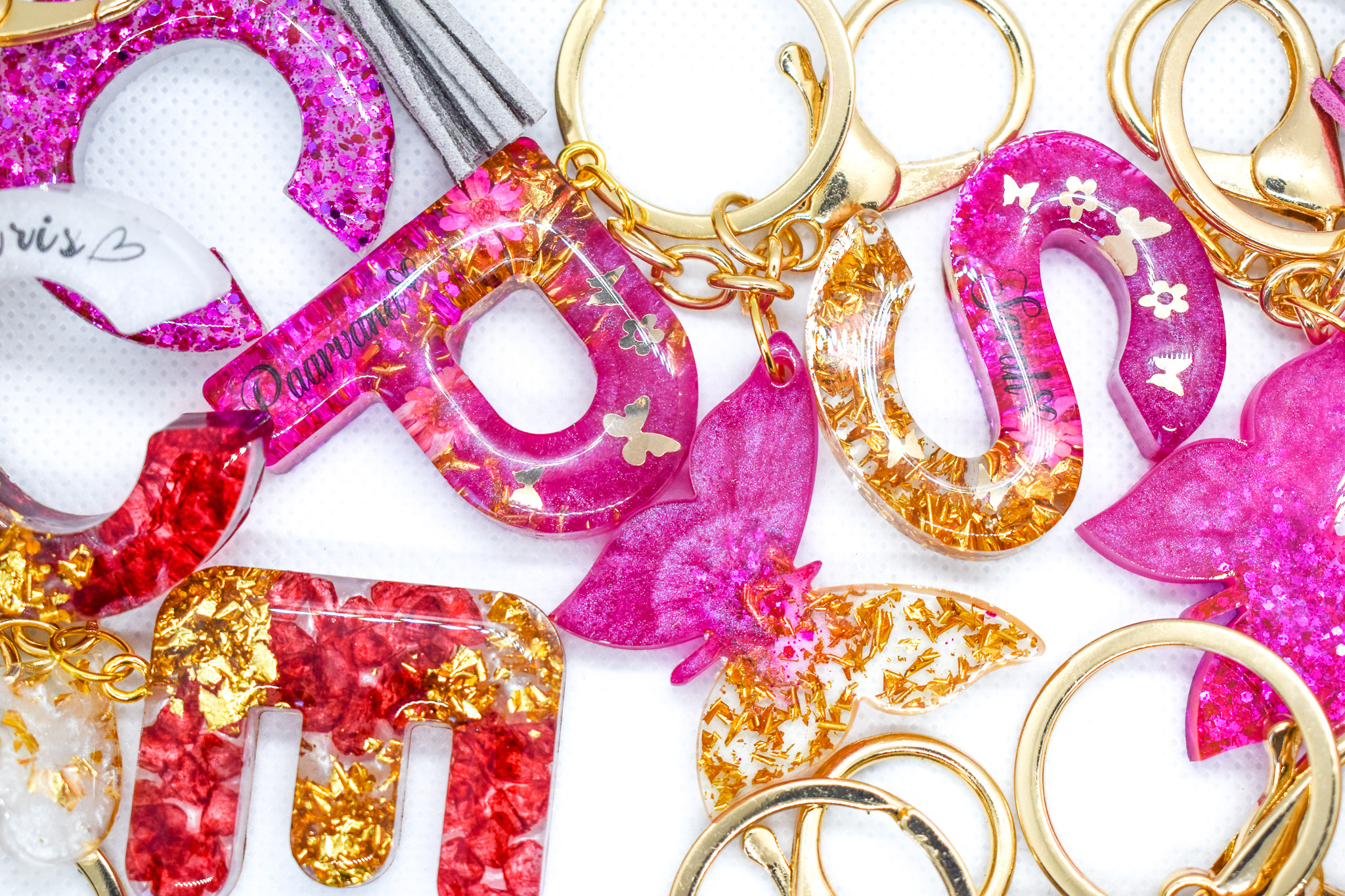 Resin Letter Key Chain with Charms - Pick Yours Now!